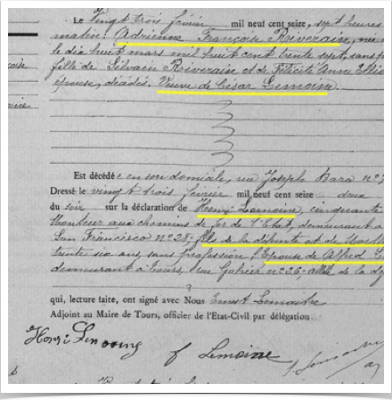 Acte 3 : d&eacute;c&egrave;s de Fran&ccedil;oise Riverain